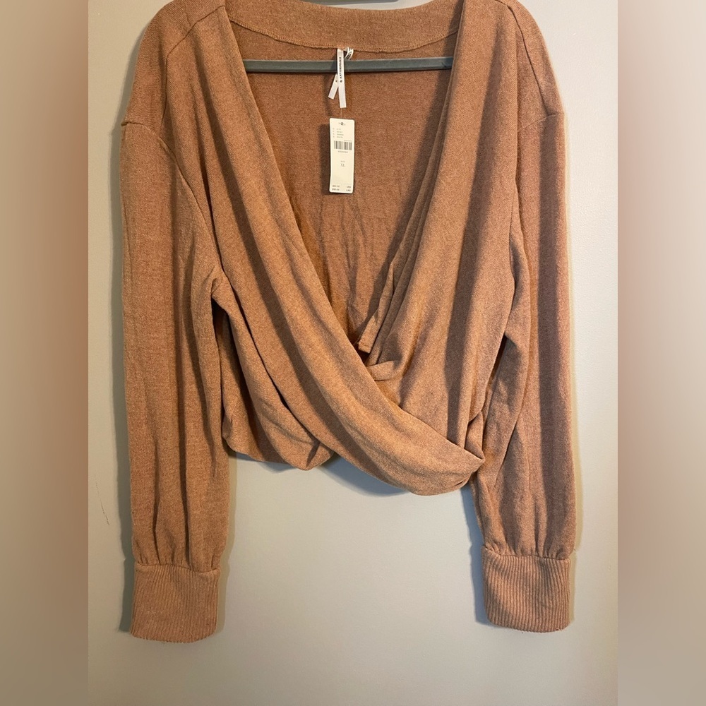 Anthropologie Brown Wrap Blouse - Picture 2 of 7